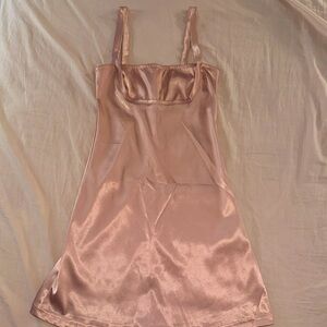 Light pink satin look mini dress